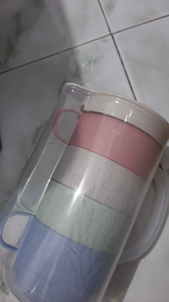 ❤teko Jus Air Teh Kopi Wadah Plastik Dengan 4 Cangkir