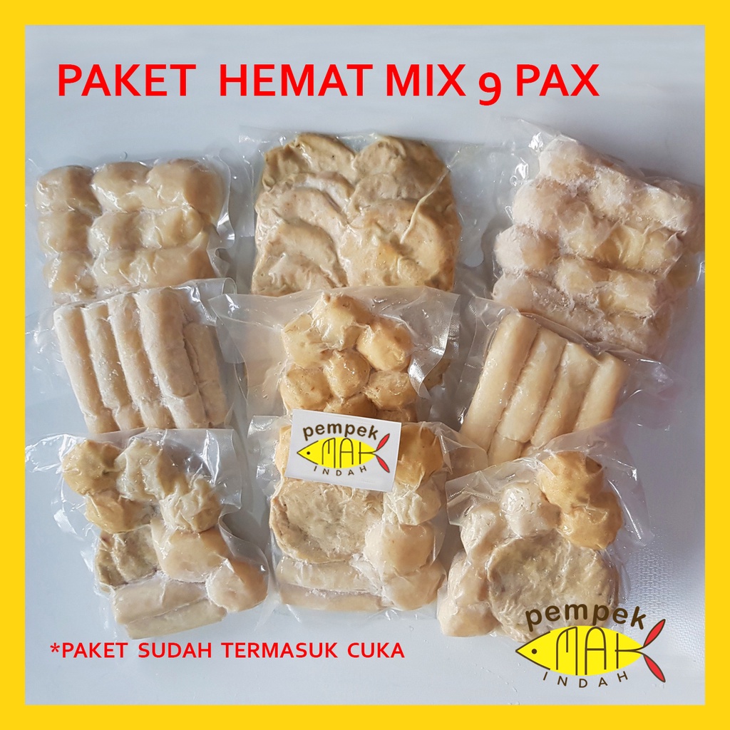 PEMPEK EMAK INDAH - PEMPEK MPENAK PALEMBANG ASLI IKAN TENGGIRI - Paket Hemat 9 Pax WAJIB PILIH VARIAN