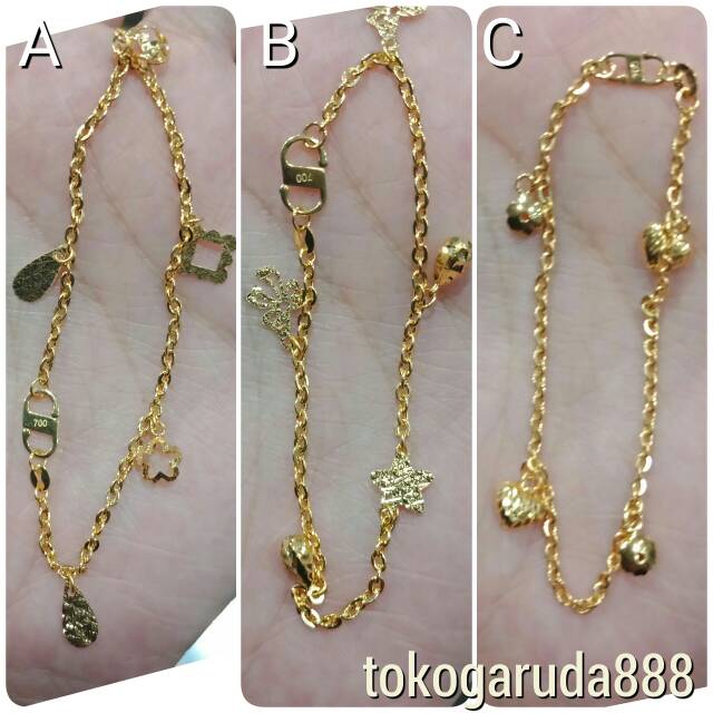  Rantai  tangan gelang  tali emas asli kadar 700 70 22 2 dua 