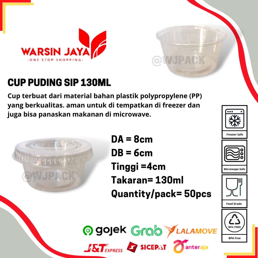CUP PUDDING SIP 130ML ISI 50PC
