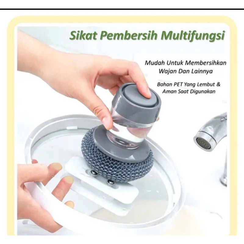 MJ88 Dispenser Sikat Sabut Cuci Wajan Panci Tempat Sabun Cair Sikat Serbaguna Sikat Pembersih Sabut Kawat Palm Scrubber Dengan Tempat Dispenser Penyimpanan Sabun Super murah