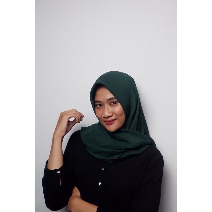 50 warna BELLA SQUARE JILBAB SEGI EMPAT POLLYCOTTON-bella hijau botol