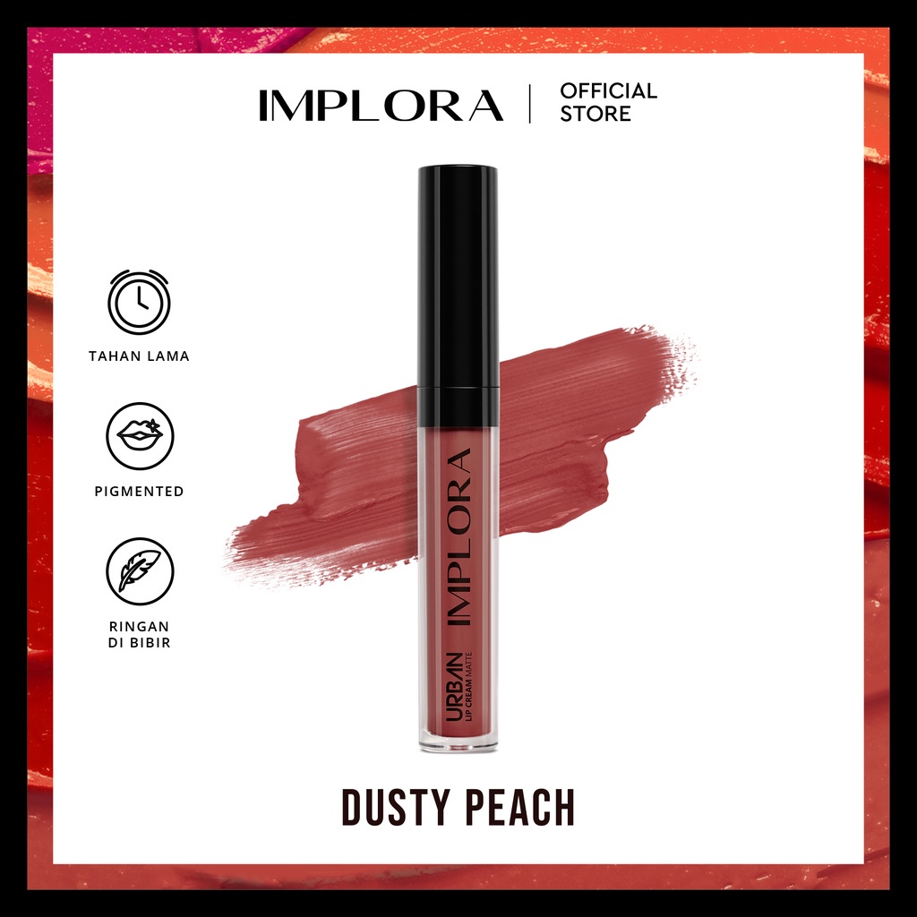 IMPLORA Urban Lip Cream Matte Original BPOM - Best Seller Kosmetik Lipcream Surabaya-16 Dusty Peach