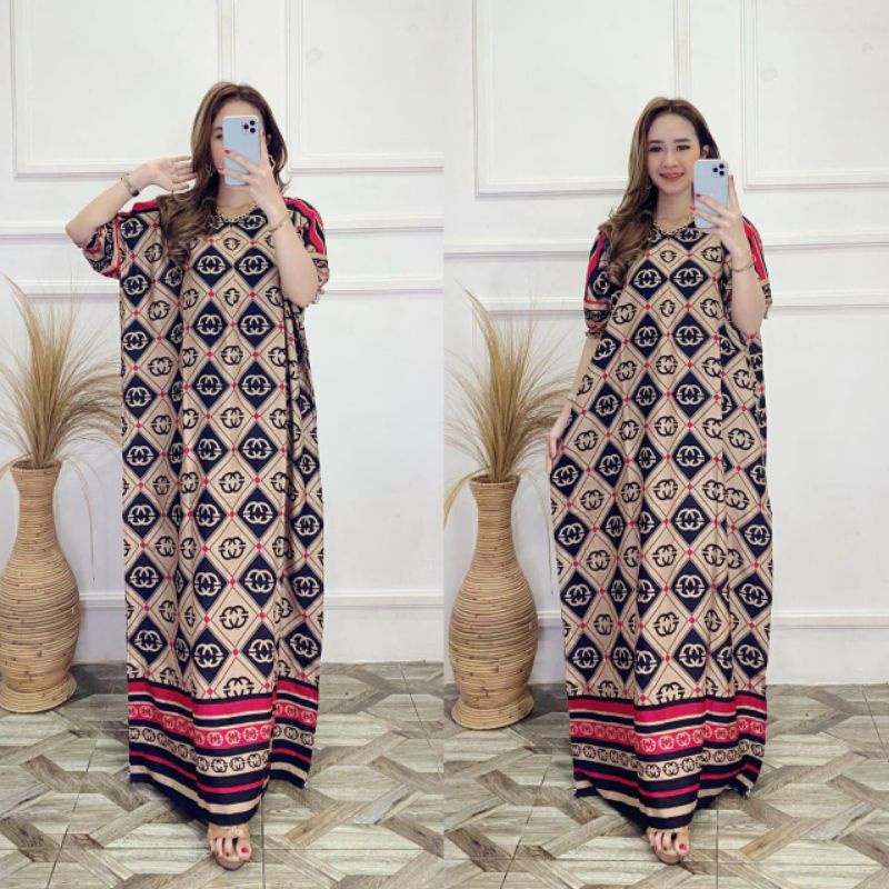 Kaftan Alisa Canel Ld 150cm • Kaftan Polos Rayon Super Premium • Gamis Rayon Flowy Tie Dye