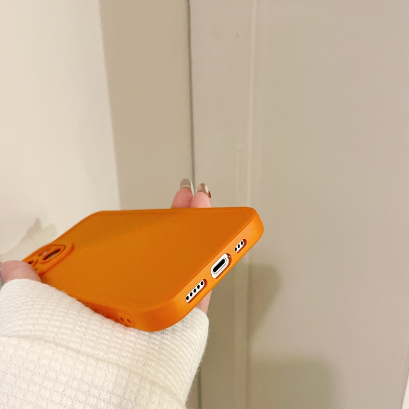 Korean Style！Pure Orange Color Soft Silicon Case iP iPhone 7 8 + Plus X XR SE 2020 XS Max 11 12 13 Pro Max Camera Protector