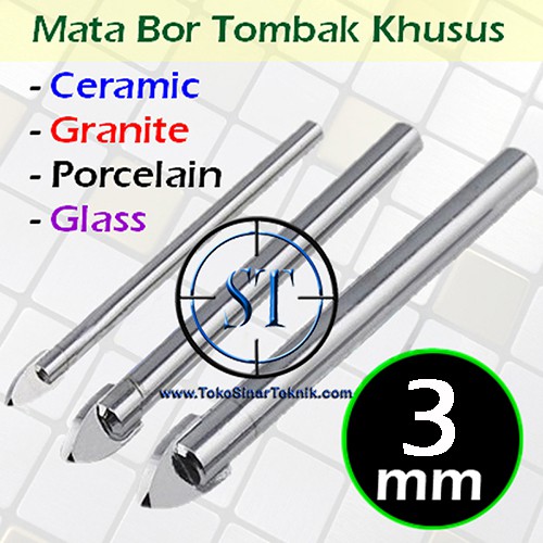 Mata Bor Tombak 3mm 4mm 5mm 6mm 8mm 10mm 12mm Keramik Granit Porselin Kaca Segitiga Ceramic Tile