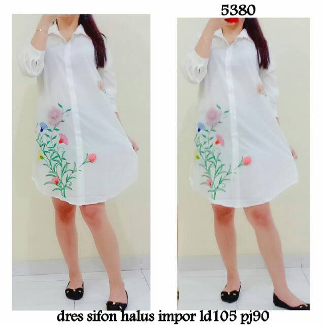 Dress Tunik Sifon Halus Import khusus Putih