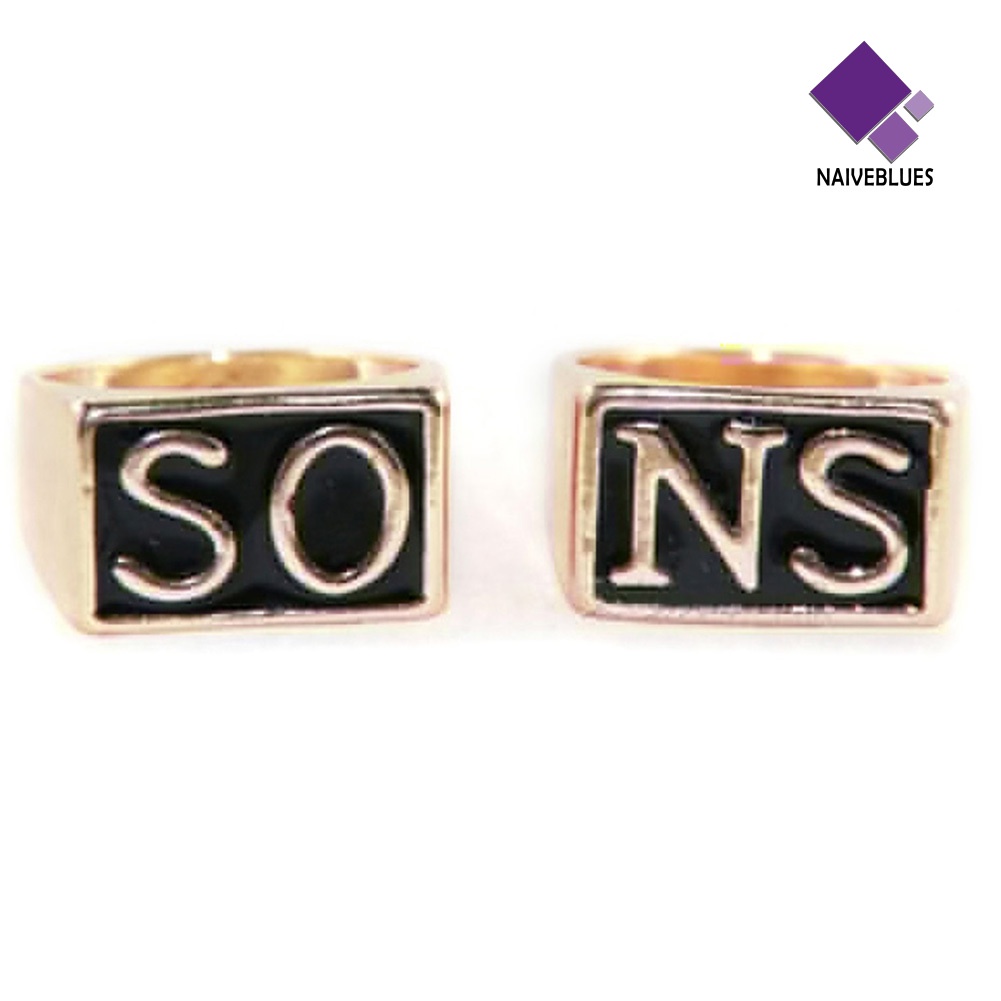 2pcs / set Cincin Jari Bahan Stainless Steel Gaya Punk Untuk Pasangan