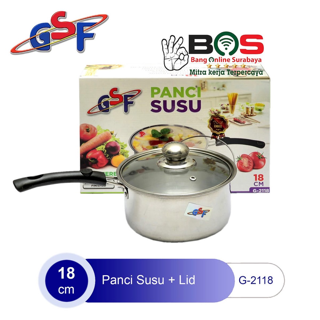 Panci Susu Panci Masak Mie Sauce Pan GSF 18 &amp; 20 CM Panci Stainless Tutup Kaca