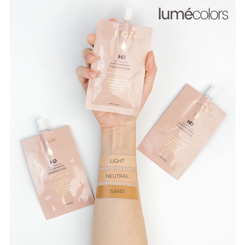 [ kemasan sachet ] Lumecolor HD Full Coverage Ultra Lightweight Lumecolors Foundation Sachet Neutral Light Lumecolor Fondation Lumecolour Alas Bedak Makeup