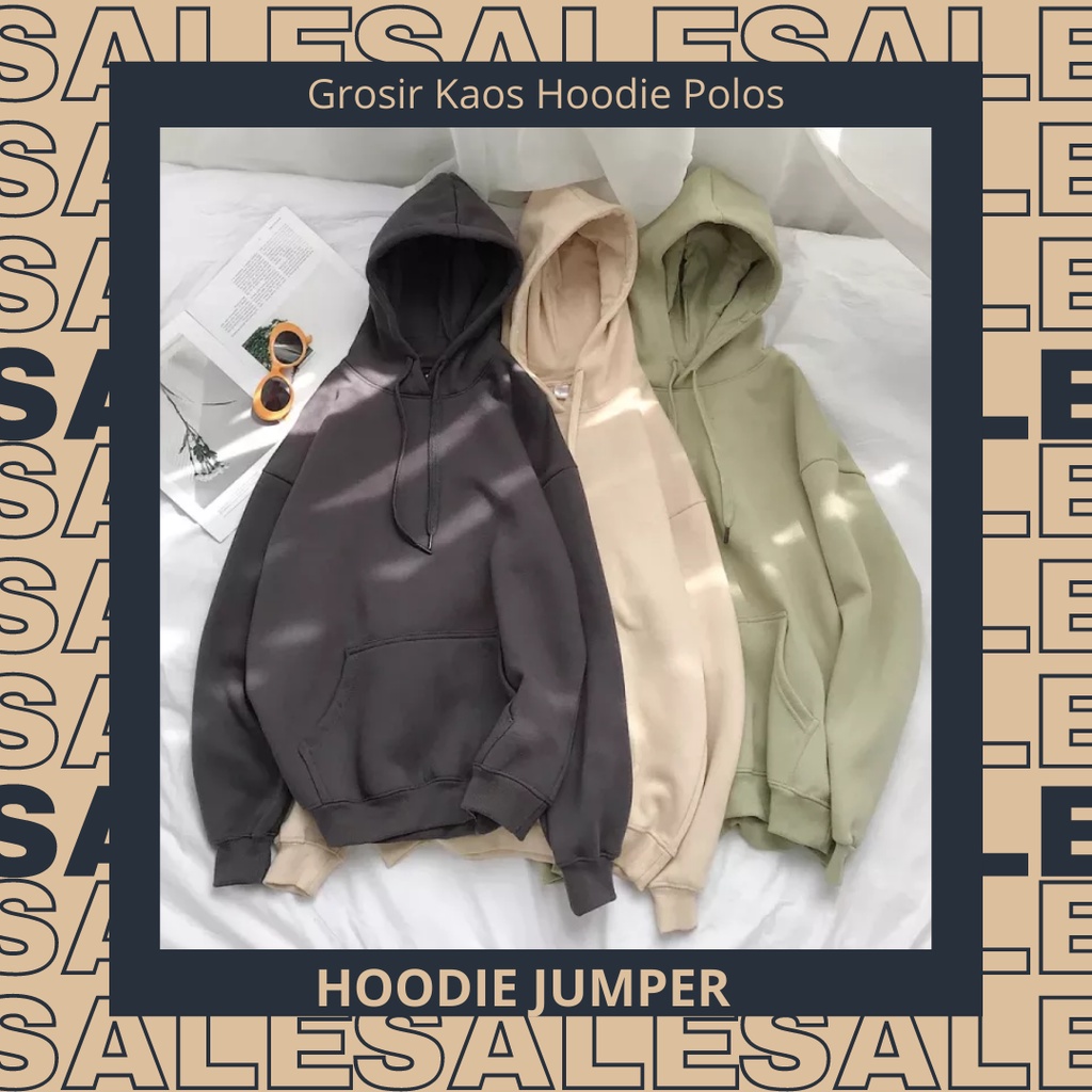 PROMO Bisa Bayar Ditempat Hoodie Pria Wanita Jumper Cewek Cowok Polos Size M - XXL