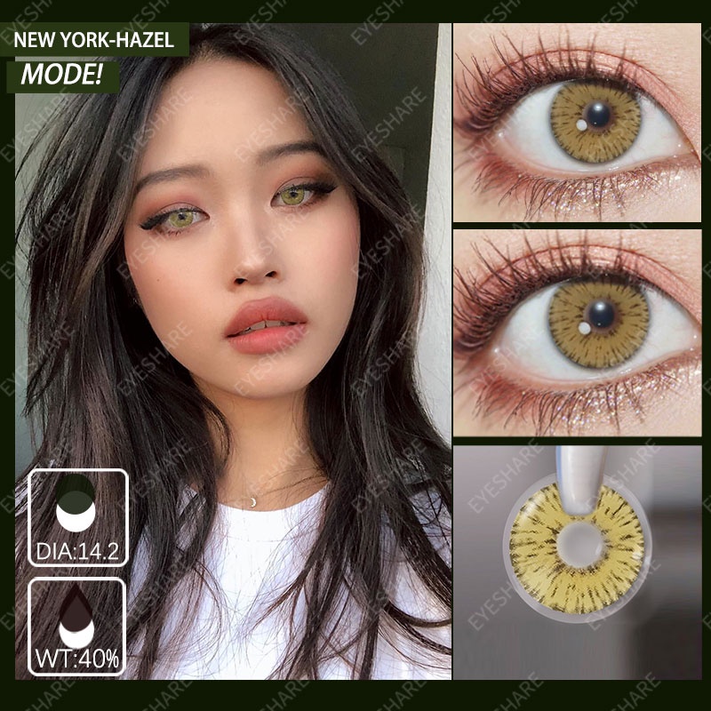 [COD]  NEW-YORK-PRO JADE-GRAY NROWN Softlens Mata Normal, Lensa Kontak Warna Alami, Soflens HAZEL-GRAY Lensa Warna, Softlens Minus 0.00/Diameter14.2MM/Mata Kore/TerbaikTahun Ini