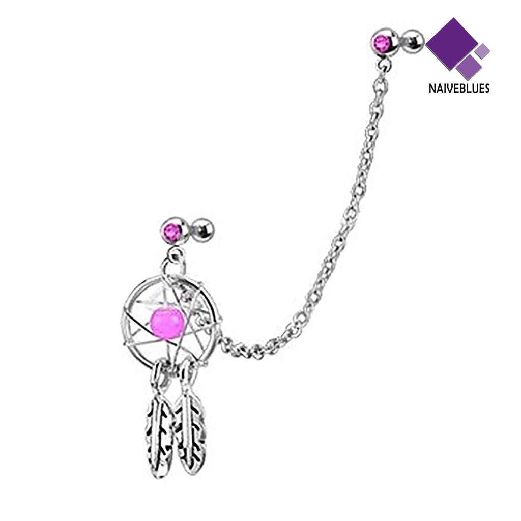 Anting Stud Tindik Tulang Rawan Telinga Desain Dream Catcher Bintang Helix Tragus