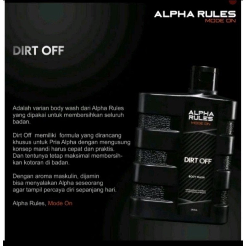 sabun mandi premium ALPHARULES Alpha Rules Dirt Off - Body Wash 250 ml cair pria cowok