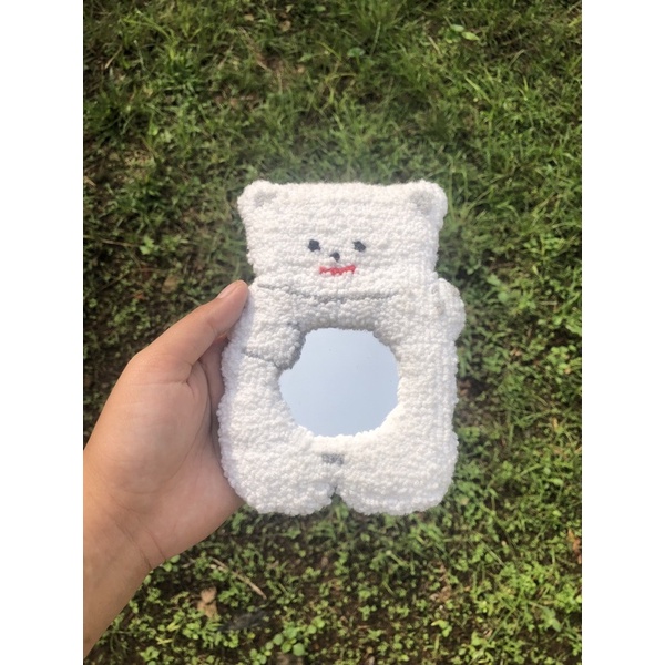 custom mini rug mirror - punch needle mirror