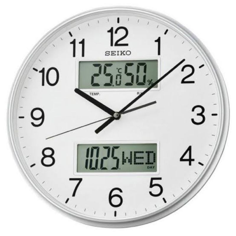 angelswatch jam dinding digital seiko qxl013 original lcd digital tanggal hari dan suhu