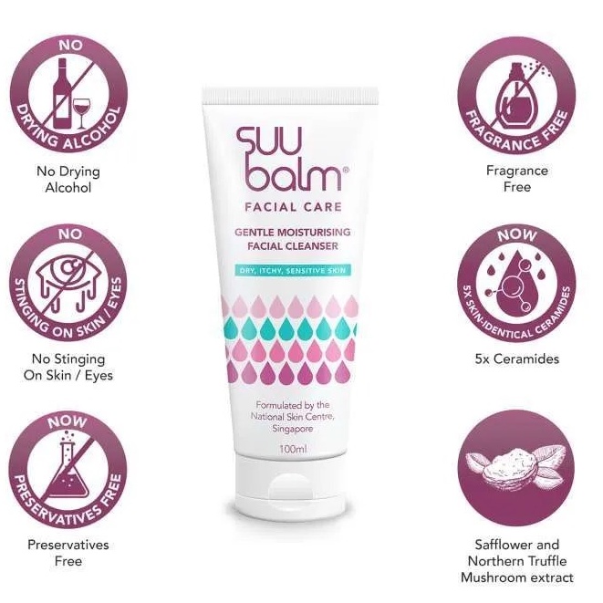 Suu Balm Gentle Moisturising Facial Cleanser for Dry Itchy Sensitive Problem Skin (100ml) 0607