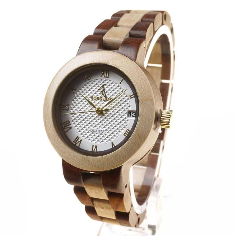 BOBO BIRD Jam Tangan Kayu Analog Wanita - M19 [Coklat]