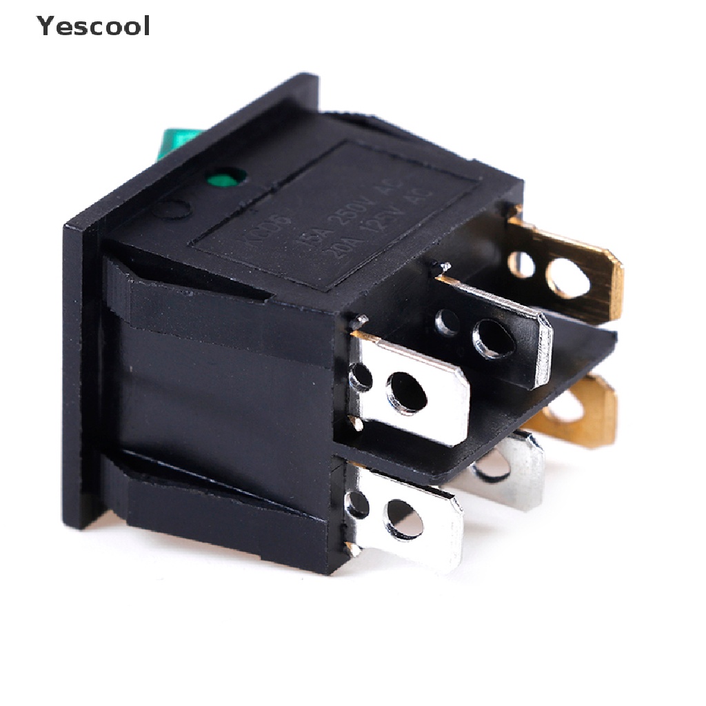 Yescool Saklar rocker on / off 6 pin 250V / 15A 125V / 20A Dengan Lampu Merah / Hijau Untuk Perahu