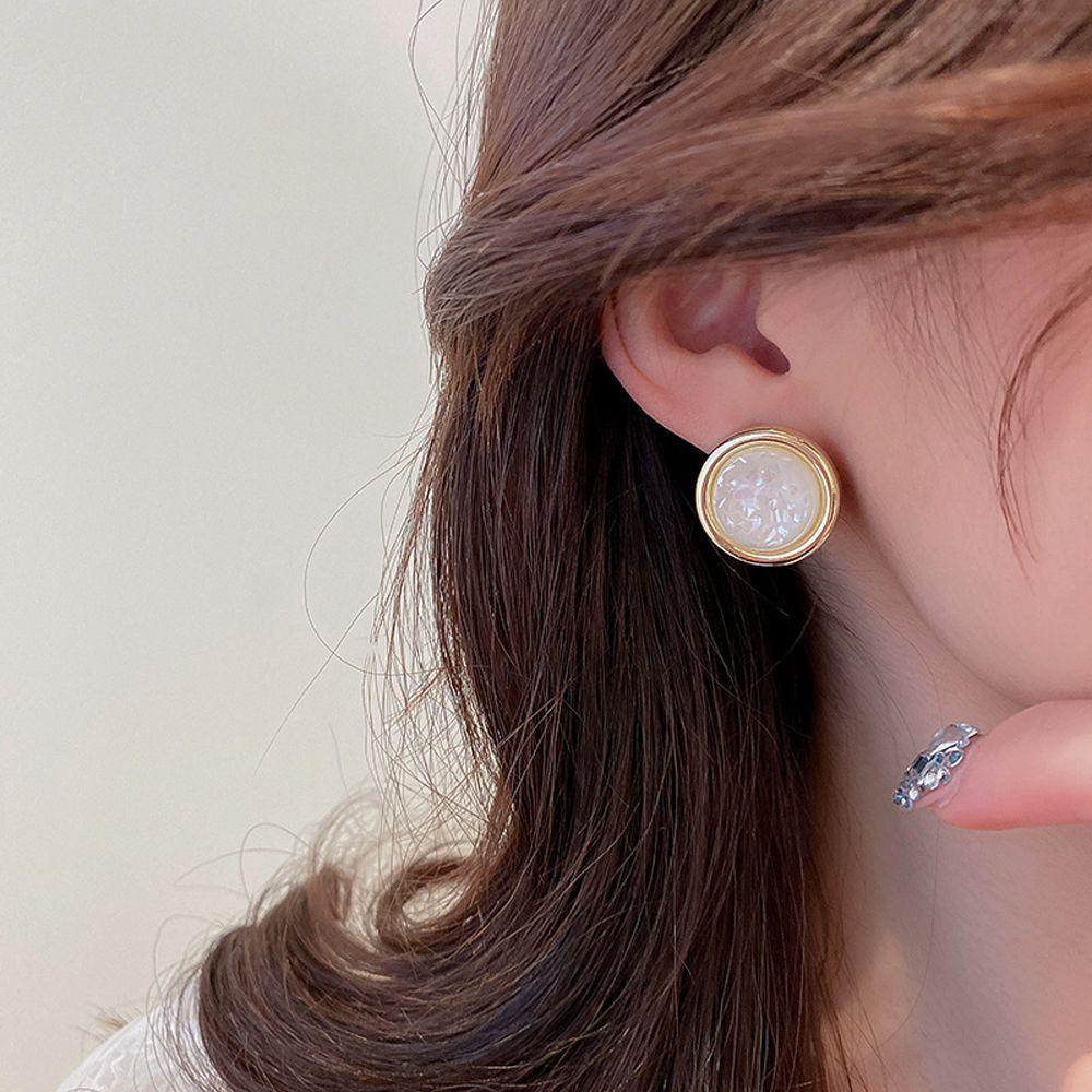 Needway Ear Studs Fashion Pesta Pernikahan Segitiga Bulat Persegi Enamel Stud Earrings Wanita Ear Hook