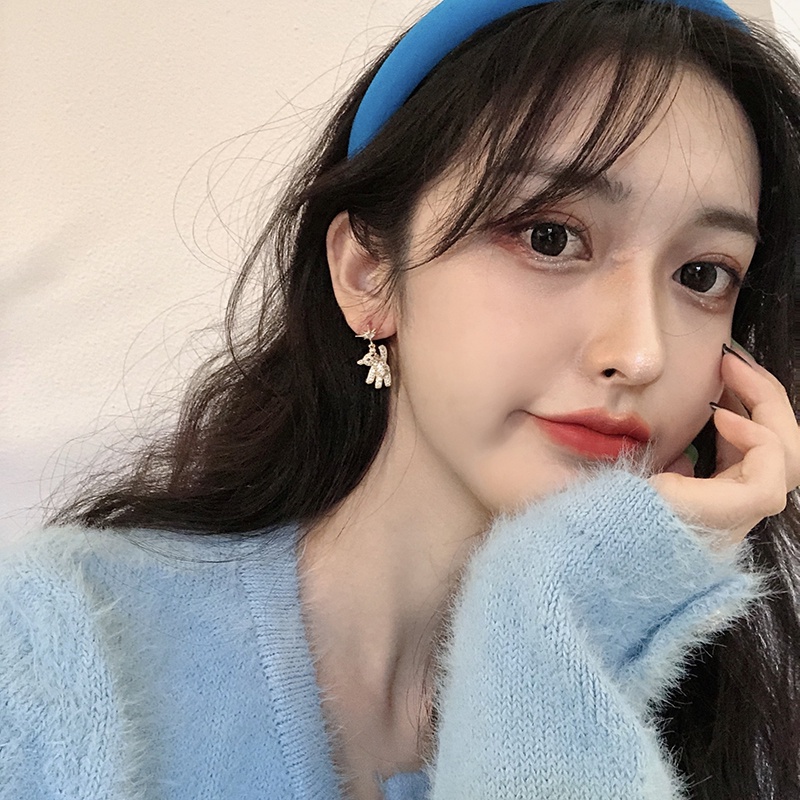 Berlian Berkilau Bintang Beruang Kecil Yang Lucu Anting Lady Temperamen Manis Korea