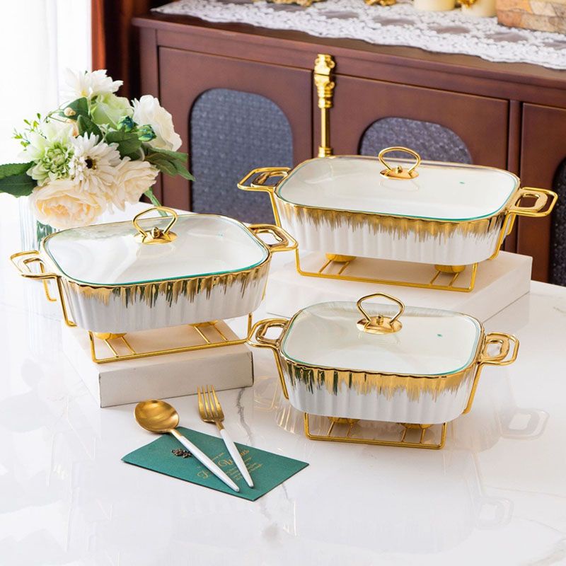 PRASMANAN SET KERAMIK MEWAH PUTIH DAN HIJAU PRASMANAN IMPORT