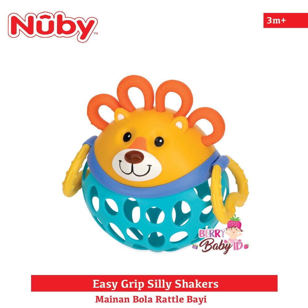 Nuby Easy Grip Silly Shakers Mainan Rattle Bola Sensori Bayi 3m+ Berry Mart