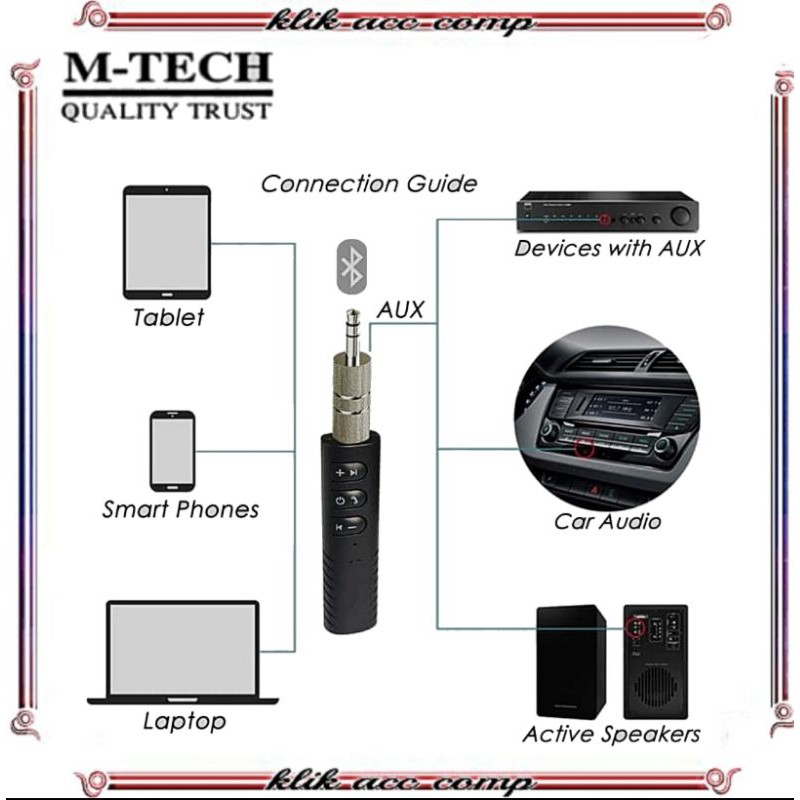 Bluetooth Wireless Audio Receiver Dongle Music Receiver AUX 3.5mm