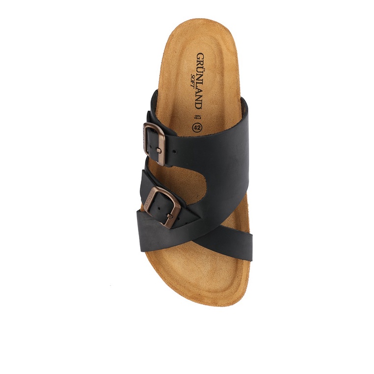 SANDAL SLIDE KULIT GRUNLAND PRIA ORIGINAL SLINGBACK ASLI HITAM GRM02