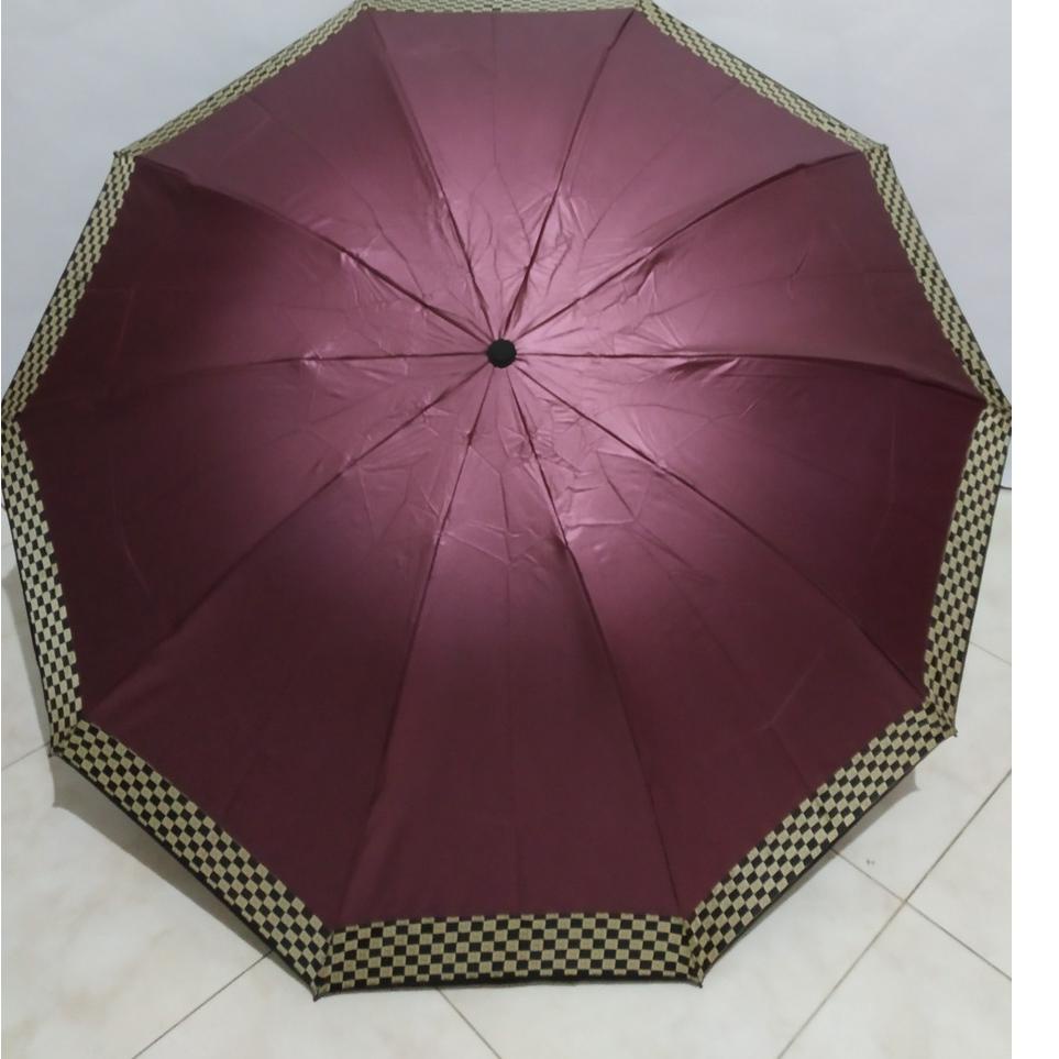 T0Y Payung Lipat Jumbo Super Besar Kuat Kokoh 10 Jari 10R motif KOTAK METALIK nagoya NF 406➯• (Best)