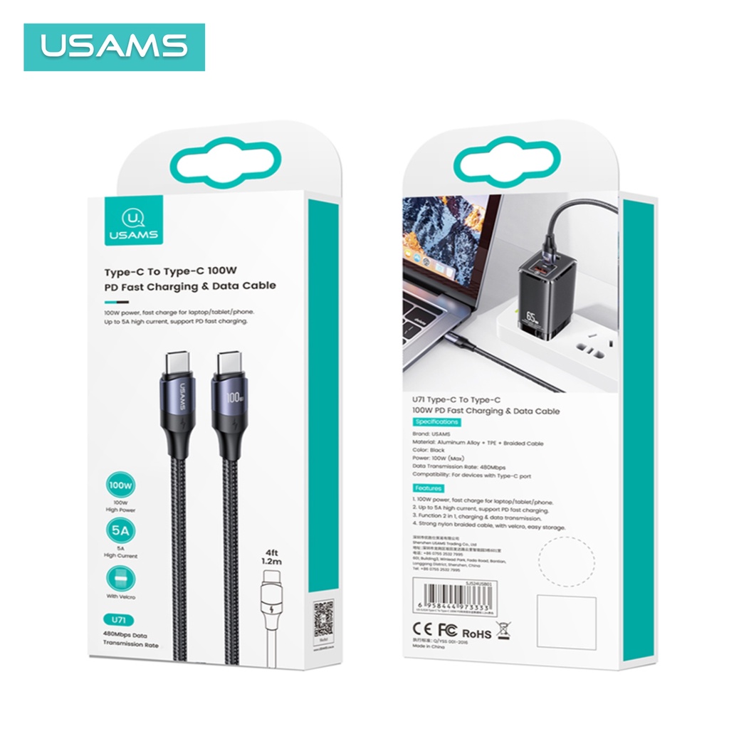 USAMS U71 Kabel Data Fast Charging Type C to Type C PD 100W