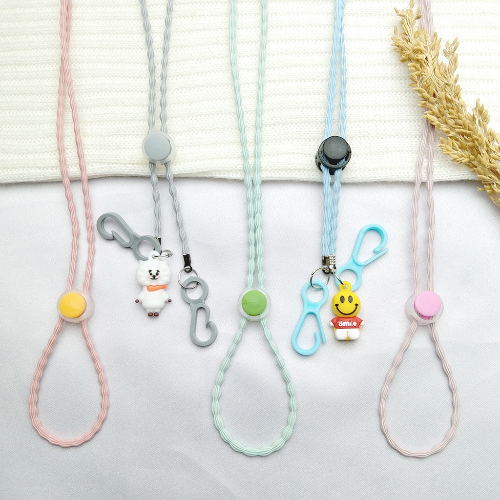 Kalung Strap Masker Hijab 2in1 Karakter BTS - String Strap Tali Mask Elastis Gantungan BT21 Premium