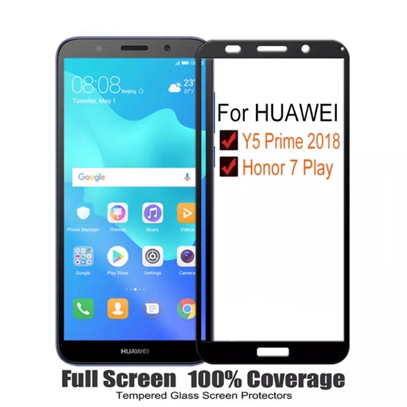 HUAWEI Y5 2018 - Y5 PRIME - HONOR 7 PLAY - HONOR 7X - SCREEN PROTECTOR TEMPERED GLASS FULL COVER - 5D