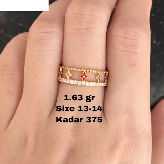 Cincin emas motif LV warna kadar 375