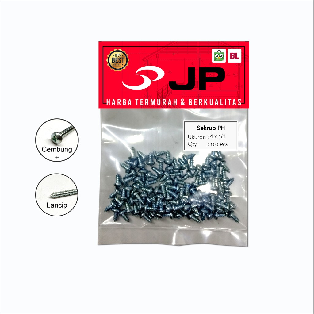 SEKRUP PH 4 x 1/4 - SKRUP PH 4x1/4 BAUT TAPPING ISI 100 PCS