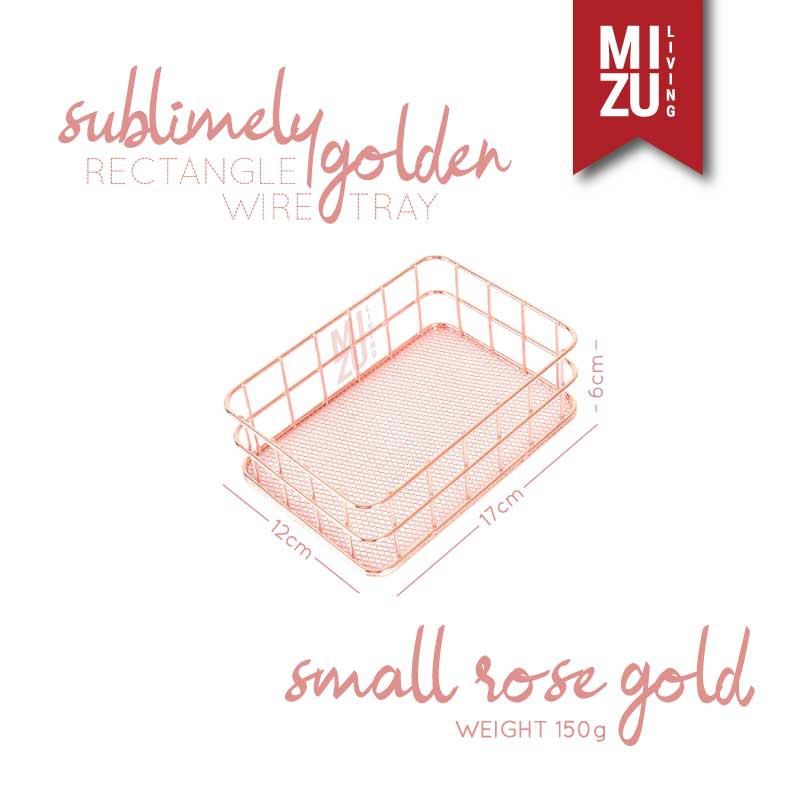 SUBLIMELY GOLDEN Vanity Tray Rose Gold Organizer Nampan Emas Meja Rias Tatakan Makeup Skincare-REC W TRAY S RG