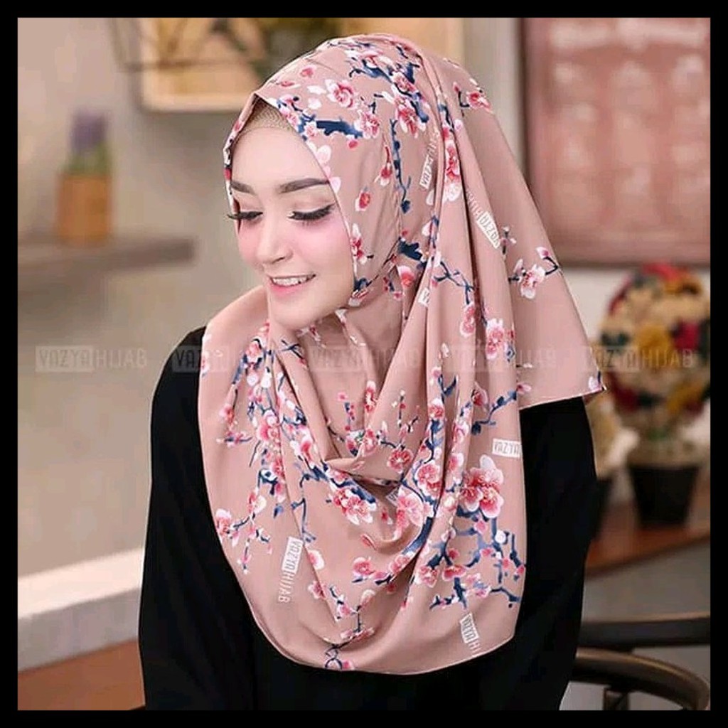 ✅ Sala Sakura Pashtan By Vazya Hijab Pastan Blooming Sakura Jilbab Pashmina Instan Bubbleprint Black-4