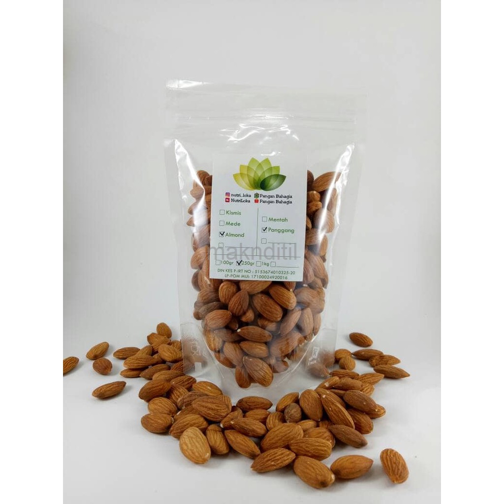 

Almond Kupas Panggang - Tanpa Cangkang & Tanpa Perasa Tambahan 250gr