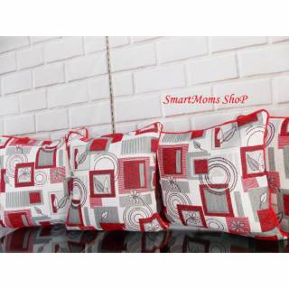  SARUNG  BANTAL  SOFA KURSI  MINIMALIS MODERN MERAH KOTAK M01 