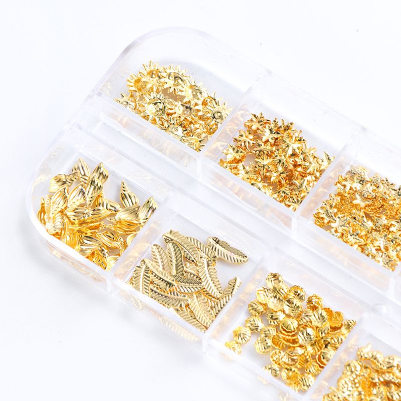 SIY  12 Grids/Box Mixed Glitter Metal Nail Art Decoration Starfish Shell Sun Coconut Tree Epoxy Resin Filling Material DIY