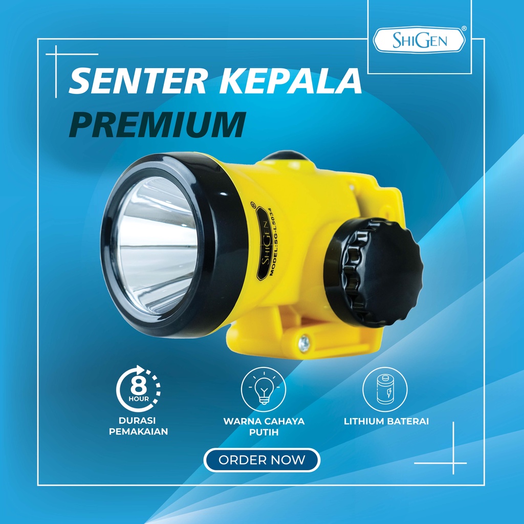 Senter Kepala Baterai LITHIUM Charge Super 3W SHIGEN 5034