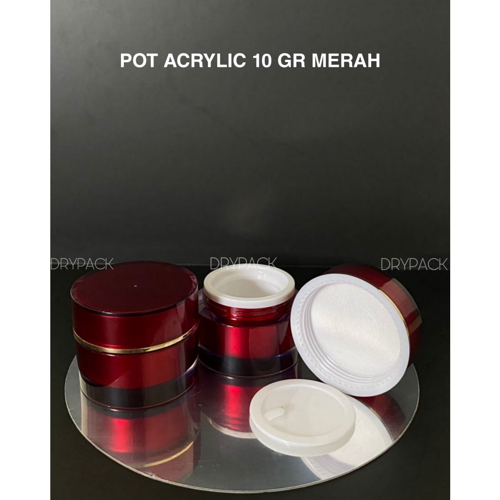 Pot Acrylic 10 gr Merah Maroon List Gold