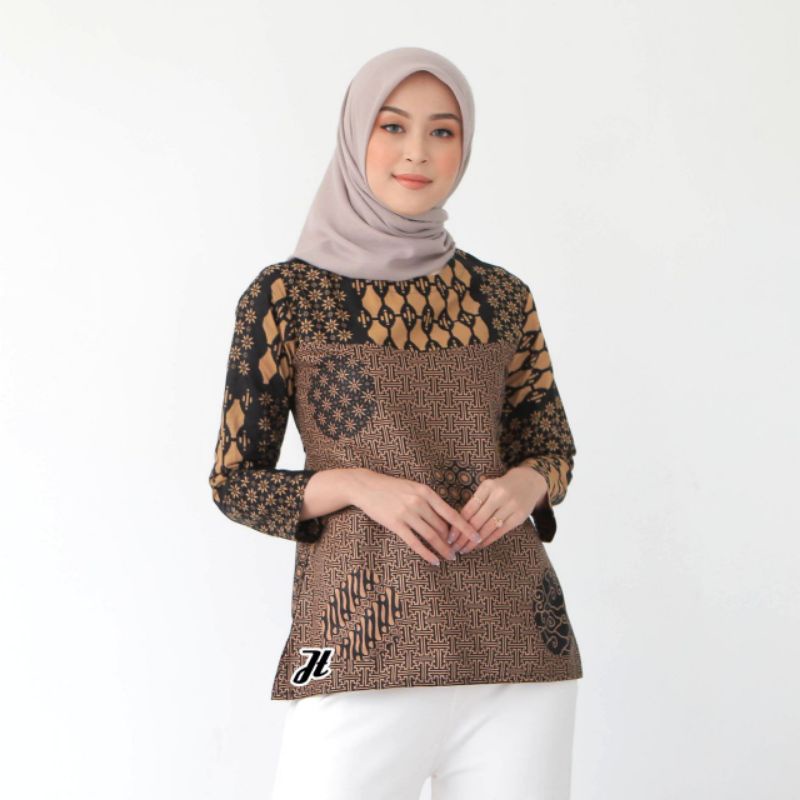 Batik wanita ASJ SA HRB026 Kenongo Kemeja Tosca Pendek Batik Fashion Baju Wanita