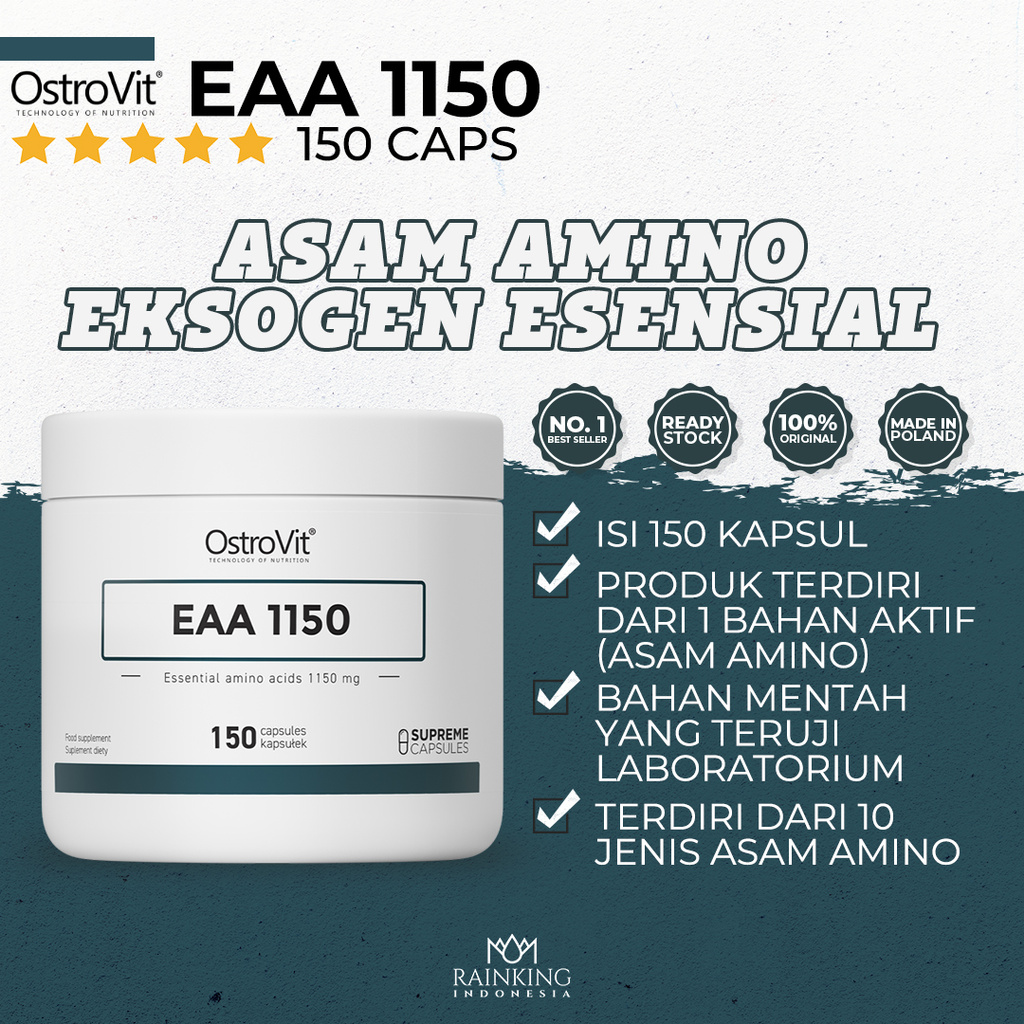 Suplemen Fitnes EAA 1150 Vitamin Asam Amino Protein Regenerasi Otot Daya Tahan Imun Tubuh BCAA Saraf