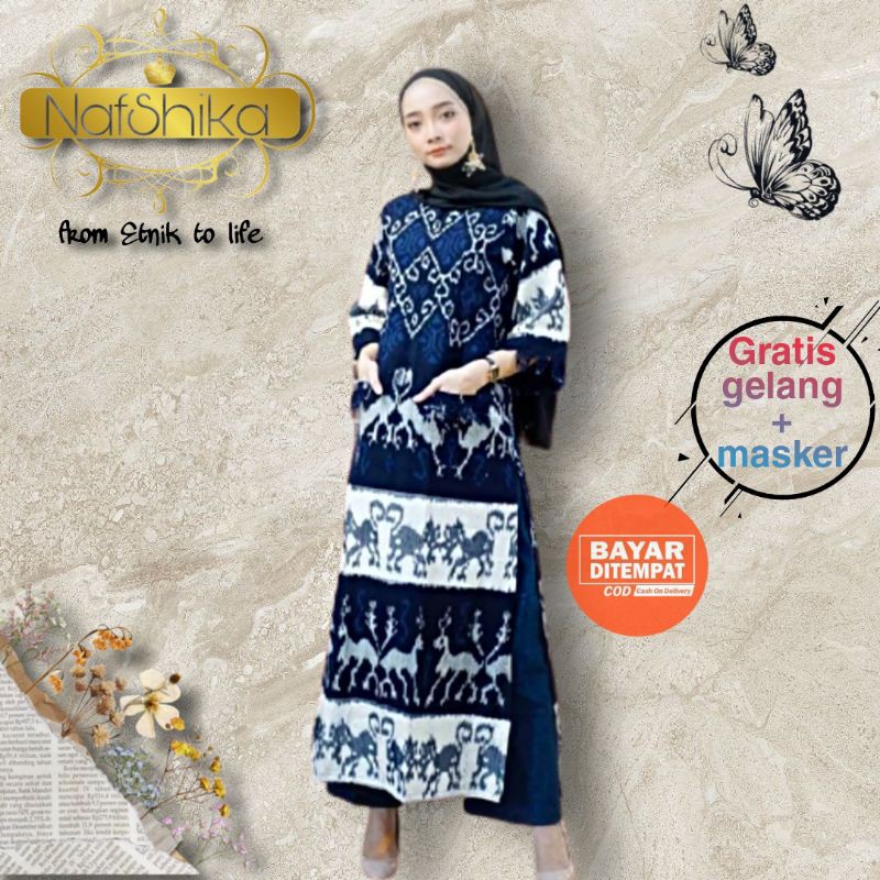 ⭐⭐⭐⭐⭐ 5,0 - Dress Etnik Tenun Motif Lokal Nusantara - Baju Etnik Wanita - Dress Etnik Wanita