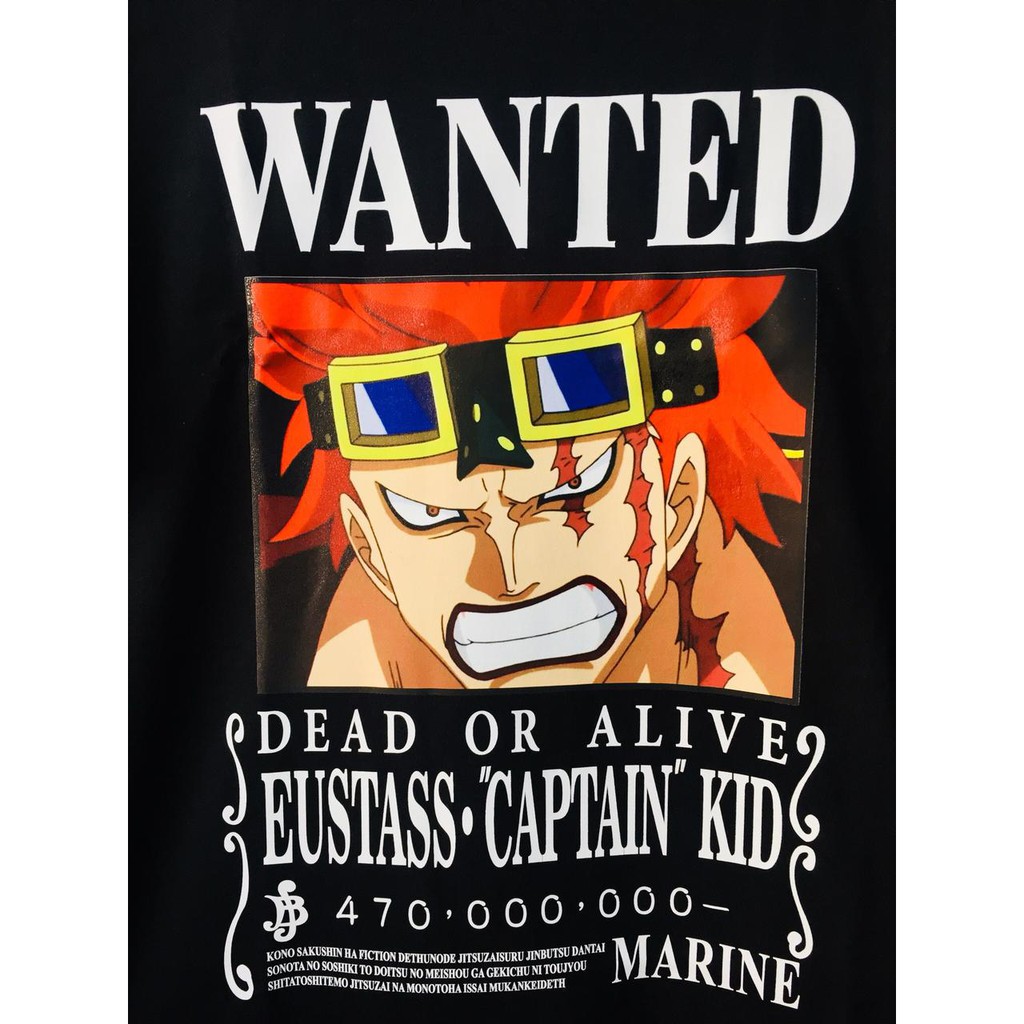 Tshirt Eutass Kid Wanted Black Anime One Piece Manga Premium