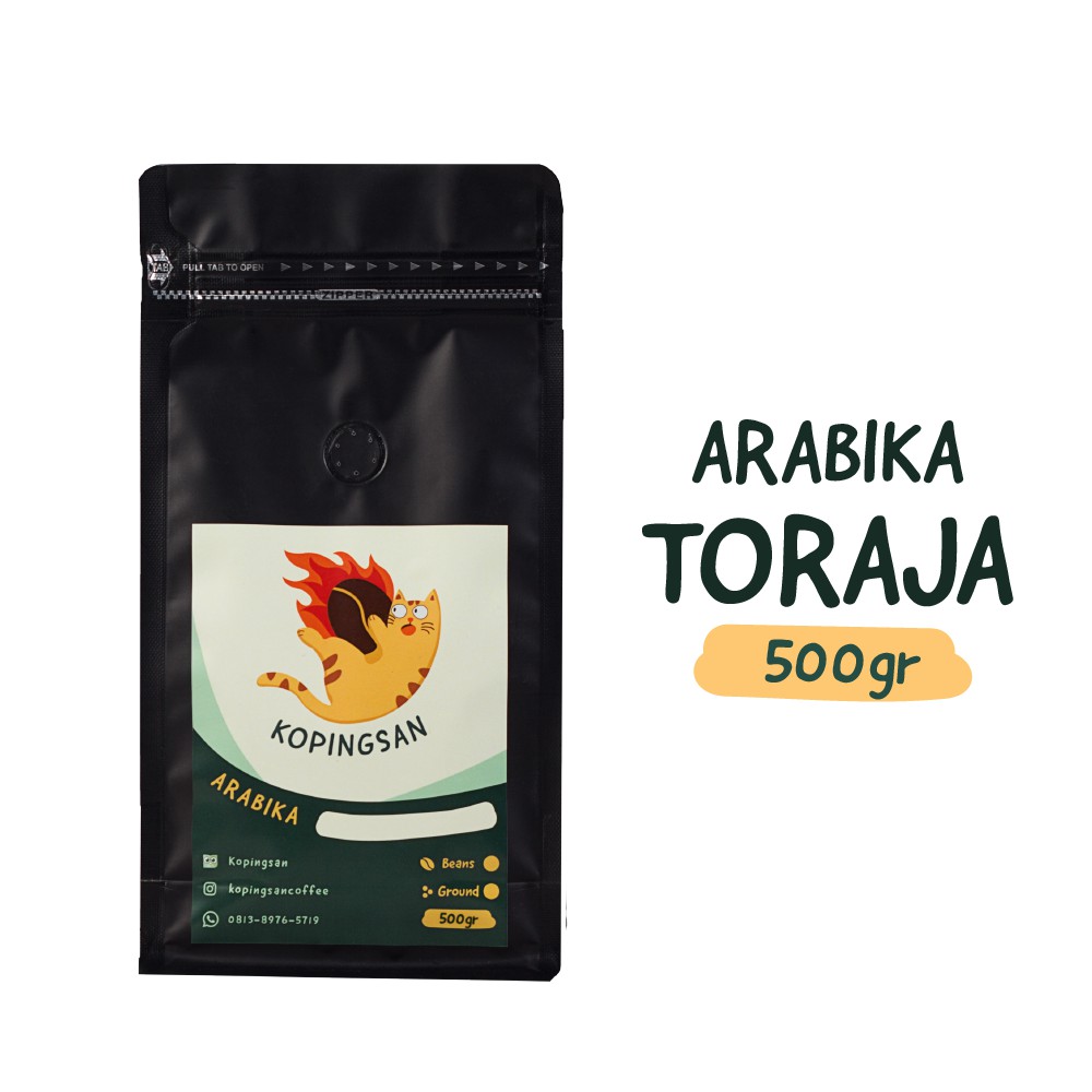 

KOPI ARABIKA TORAJA 500g - KOPINGSAN - FRESHLY ROASTED - Biji Kopi
