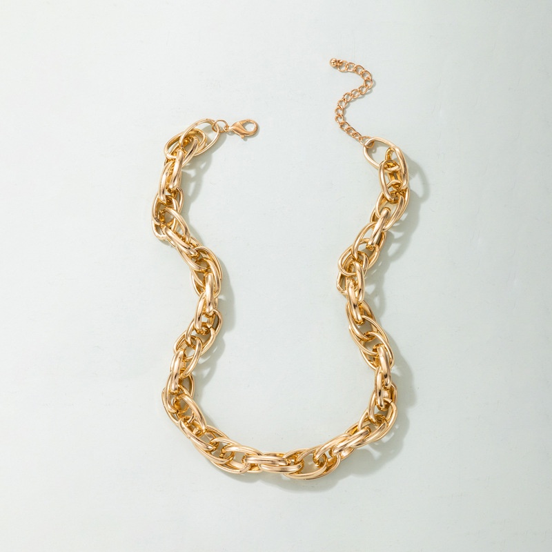 Kalung Rantai Klavikula Bahan Logam Alloy Gaya Hip hop Bentuk Geometris