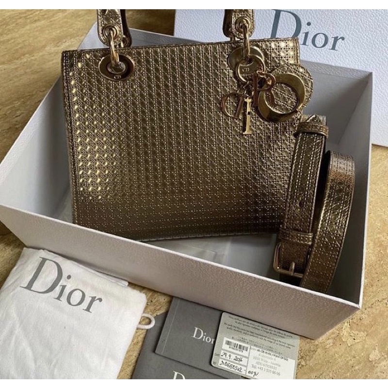Preloved Lady Dior LD Cannage Medium Gold GHW 2016
