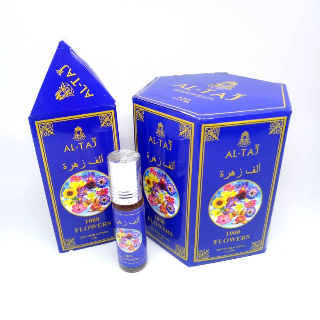 Parfum roll al taj alf zahra biru 1000 bunga non alkohol terawet